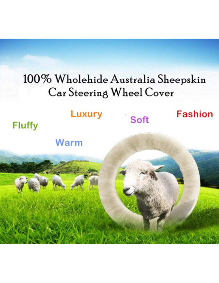 Cubierta de Volante de Piel de Oveja Sisha-A Beige 35-42 cm