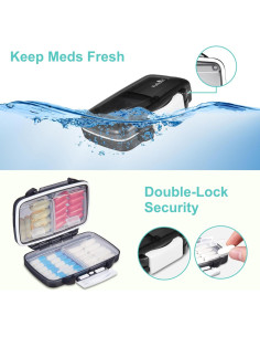 Organizador de Pastillas Fullicon Negro, Caja Portátil 4 Compartimentos 2