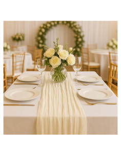 Corredor de Mesa de Gasa Beige HQ-SITE 120 Pulgadas 35 Ancho