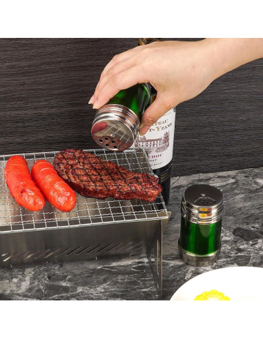 Tarros de Especias SHIDOW 4 Pcs Acero Inoxidable Verde