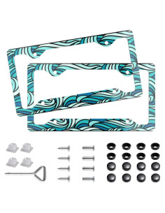 2 Piezas Marco de Placa de Licencia Aluminio DWAPFMN Onda Negra