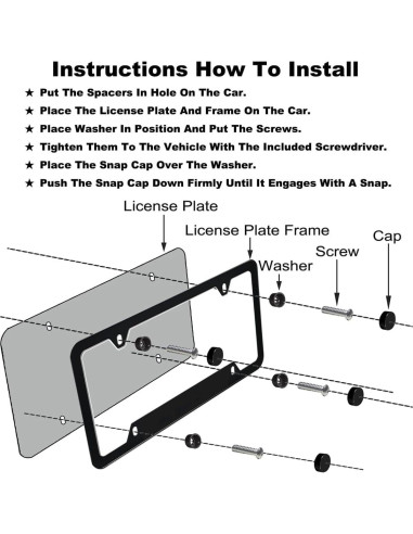 2 Piezas Marco de Placa de Licencia Aluminio DWAPFMN Onda Negra