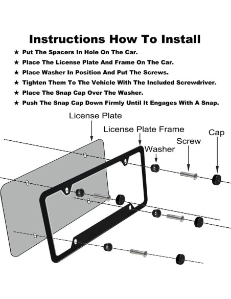 2 Piezas Marco de Placa de Licencia Aluminio DWAPFMN Onda Negra