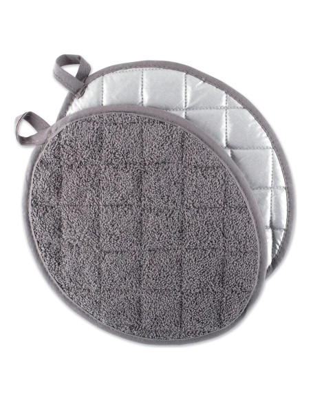 Agarraderas Ovaladas DII 100% Algodón Gris 2 Piezas