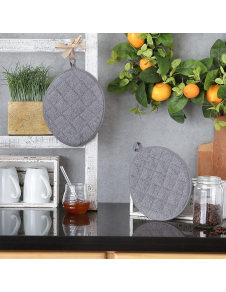 Agarraderas Ovaladas DII 100% Algodón Gris 2 Piezas