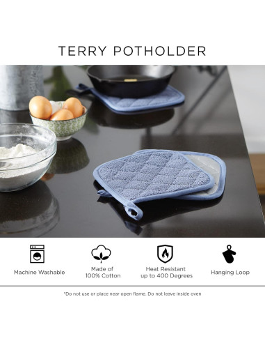 Agarraderas Ovaladas DII 100% Algodón Gris 2 Piezas