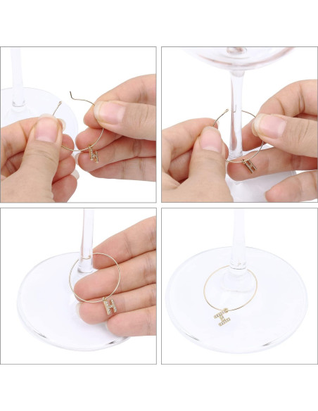 Set de 26 Marcadores de Copas de Vino Pride & Par con Letras Doradas