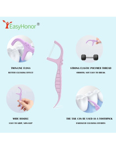 Palillos de Hilo Dental EasyHonor 52 Piezas Limón Portátil 2