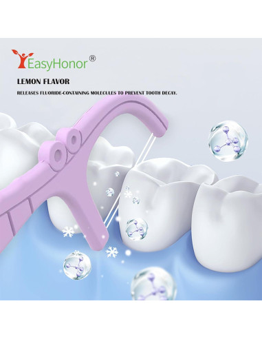 Palillos de Hilo Dental EasyHonor 52 Piezas Limón Portátil