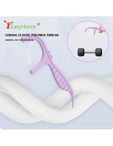 Palillos de Hilo Dental EasyHonor 52 Piezas Limón Portátil