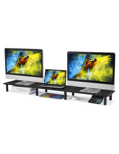 Soporte para Monitores Duales La Jaco 120 cm Negro Ergonómico