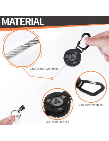 Llavero Retráctil Bemece 2 Pack con Cable de Acero 73.66 cm