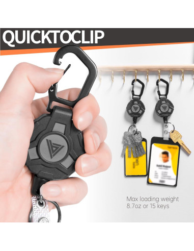 Llavero Retráctil Bemece 2 Pack con Cable de Acero 73.66 cm