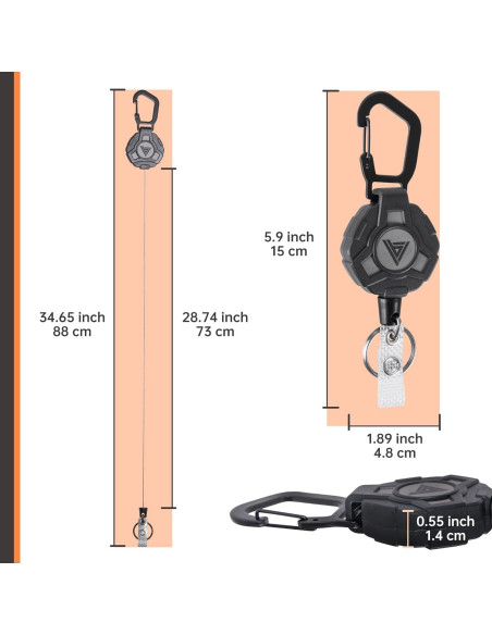 Llavero Retráctil Bemece 2 Pack con Cable de Acero 73.66 cm