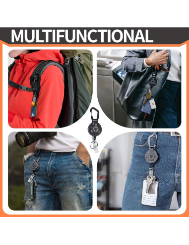 Llavero Retráctil Bemece 2 Pack con Cable de Acero 73.66 cm