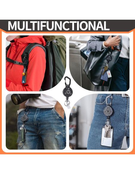 Llavero Retráctil Bemece 2 Pack con Cable de Acero 73.66 cm