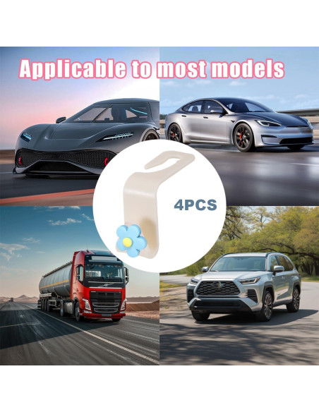4 Ganchos para Reposacabezas de Coche KHGUZ Beige/Azul