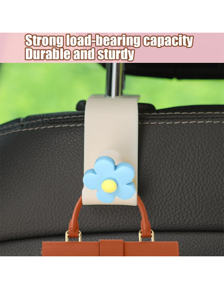 4 Ganchos para Reposacabezas de Coche KHGUZ Beige/Azul