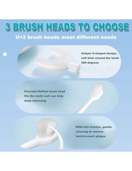 Cepillo de dientes eléctrico Caromolly U+2 para niños 2-6 años