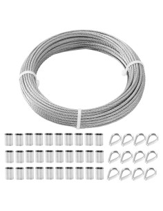 Cable de Acero Inoxidable 1/8" TooTaci 30m con Ojetes y Manguitos