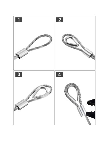 Cable de Acero Inoxidable 1/8" TooTaci 30m con Ojetes y Manguitos