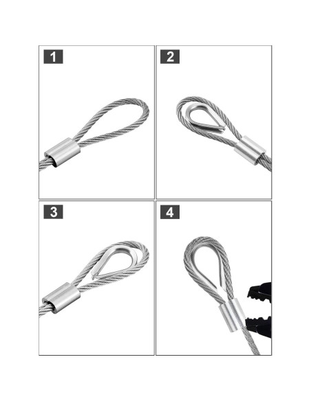 Cable de Acero Inoxidable 1/8" TooTaci 30m con Ojetes y Manguitos