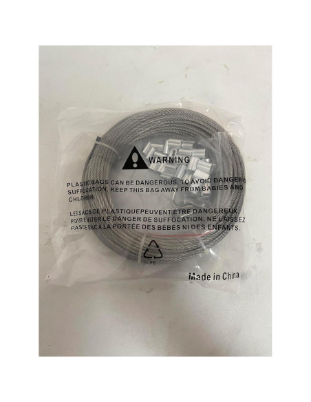 Cable de Acero Inoxidable 1/8" TooTaci 30m con Ojetes y Manguitos