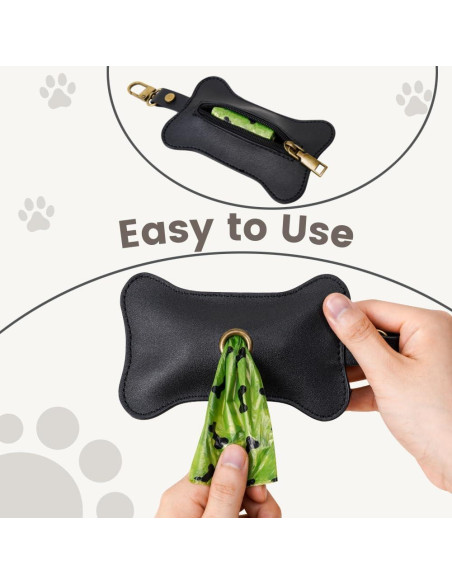 Soporte para Bolsas de Excremento de Perro TOGETRUE Cuero Negro