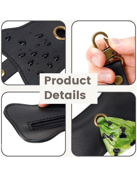 Soporte para Bolsas de Excremento de Perro TOGETRUE Cuero Negro