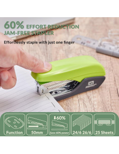 Grapadora NEEWAY Sin Esfuerzo Verde 25 Hojas + Set 4 en 1 2