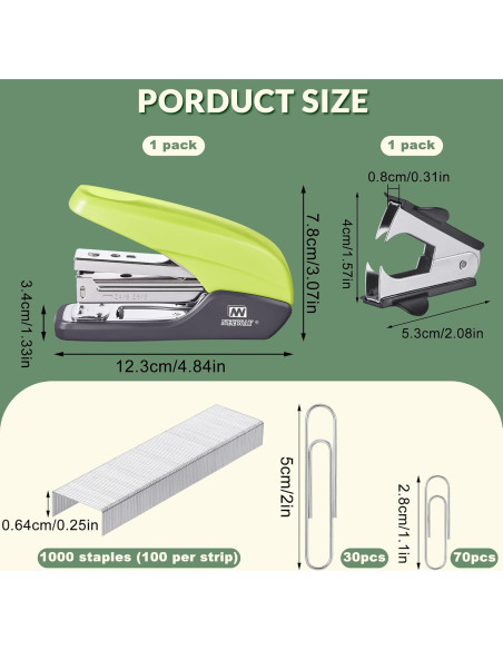 Grapadora NEEWAY Sin Esfuerzo Verde 25 Hojas + Set 4 en 1
