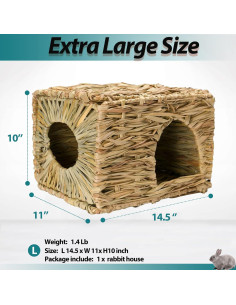 Casa de Hierba Extra Grande HERCOCCI para Conejos y Pequeños Animales 2