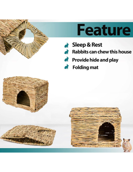 Casa de Hierba Extra Grande HERCOCCI para Conejos y Pequeños Animales