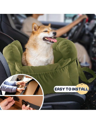 Asiento de Coche para Perros Pequeños Petnex Verde Militar