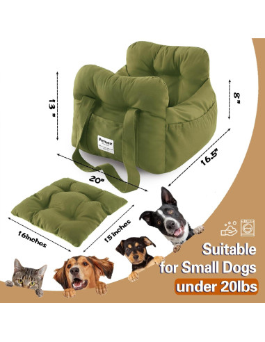 Asiento de Coche para Perros Pequeños Petnex Verde Militar
