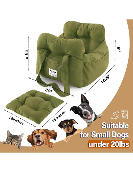 Asiento de Coche para Perros Pequeños Petnex Verde Militar