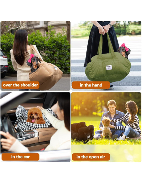 Asiento de Coche para Perros Pequeños Petnex Verde Militar