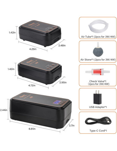 Bomba de aire recargable Hygger para acuario 1.5W hasta 125L