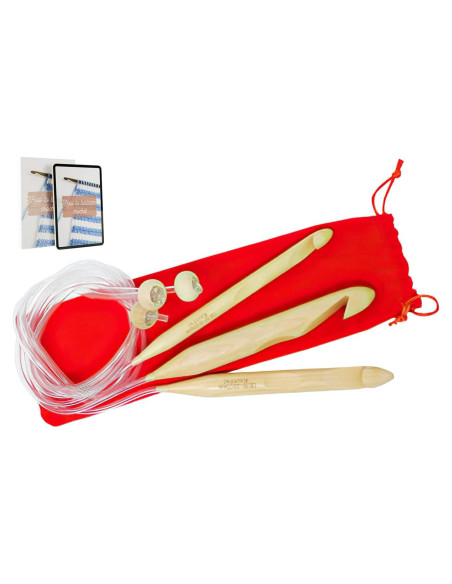 Ganchos de Crochet Tunecino KnitPal 80cm Madera 3 Tamaños