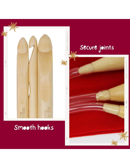 Ganchos de Crochet Tunecino KnitPal 80cm Madera 3 Tamaños