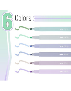 Marcadores de Resaltador Mr. Pen, 6 Pcs, Punta Cincel, Colores Morandi 2