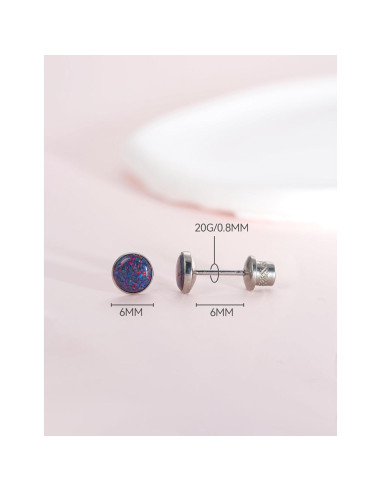 Pendientes de Titanio Hipoalergénicos Limerencia 20G con Respaldo Tornillo
