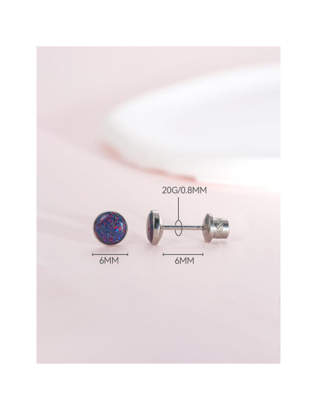 Pendientes de Titanio Hipoalergénicos Limerencia 20G con Respaldo Tornillo