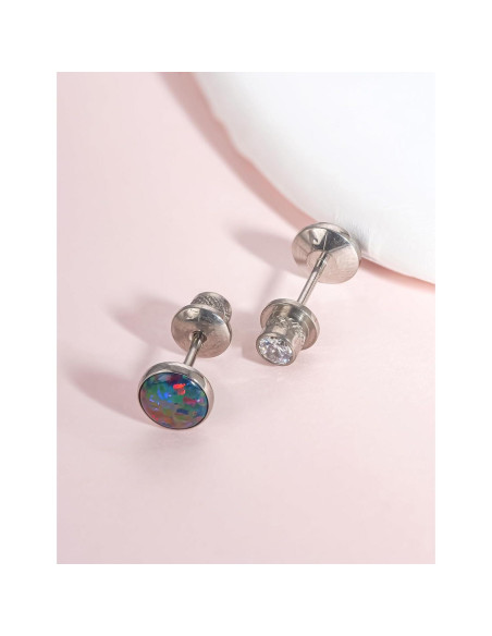 Pendientes de Titanio Hipoalergénicos Limerencia 20G con Respaldo Tornillo