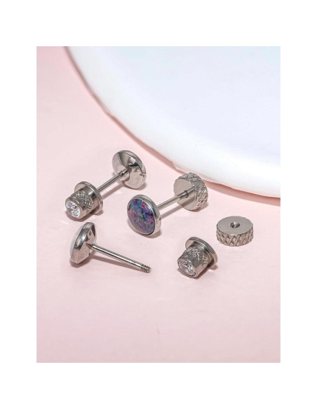 Pendientes de Titanio Hipoalergénicos Limerencia 20G con Respaldo Tornillo