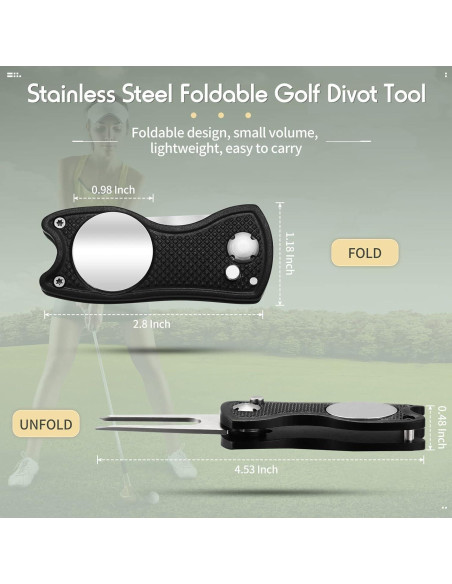 6 Herramientas de Reparación de Golf Skylety Plegables Acero Inoxidable