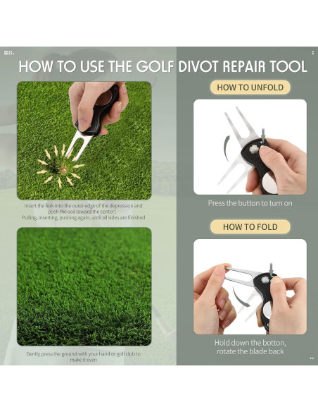 6 Herramientas de Reparación de Golf Skylety Plegables Acero Inoxidable