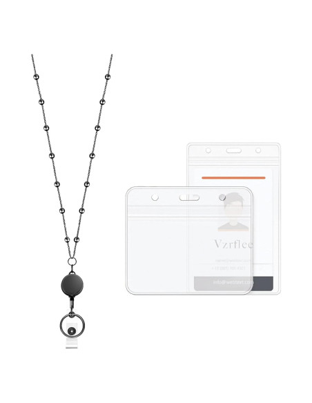 Cinta identificadora retráctil Vzrflee con 2 soportes - Negro