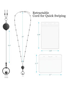Cinta identificadora retráctil Vzrflee con 2 soportes - Negro 2