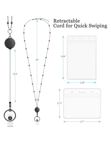 Cinta identificadora retráctil Vzrflee con 2 soportes - Negro